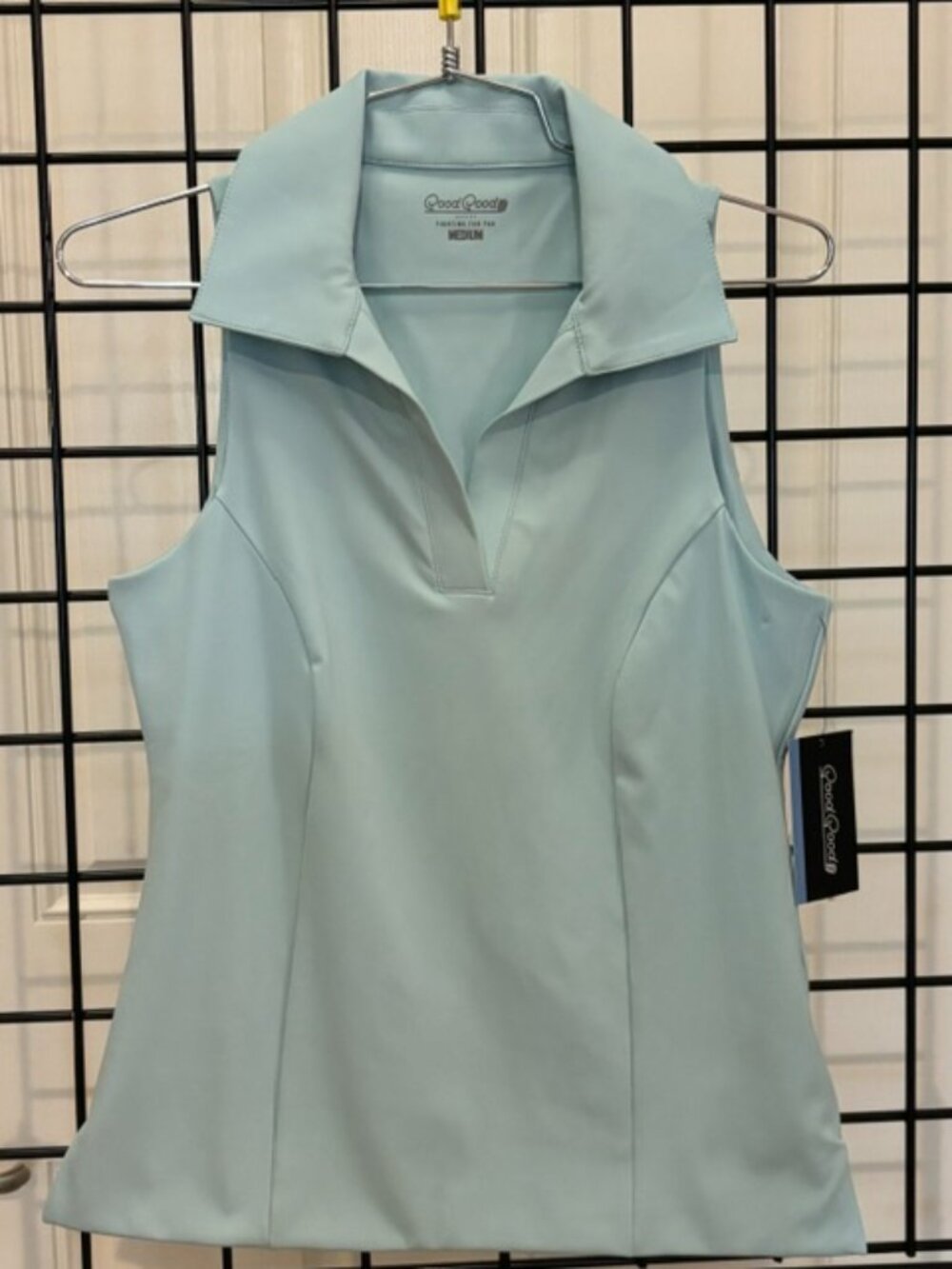Good Good Golf Women's Bay Blue Sleeveless Split Neck Polo